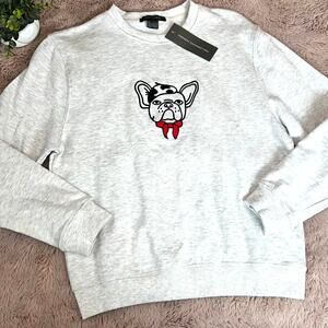 NWT French Connection Frenchie Embroidered Longsleeve Crewneck Sweater Small